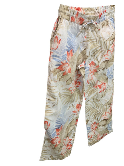 Small Tommy Bahama Womens Tropical Print Linen Pants Pull On