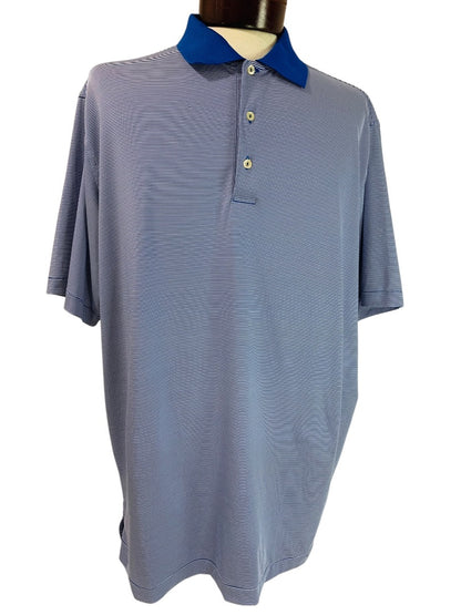 XL Peter Millar Mens Summer Comfort Blue White Stripe Golf Polo Shirt