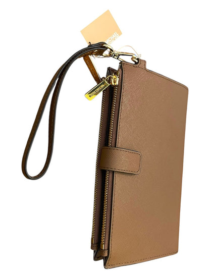 Michael Kors Jet Set Travel Double Zip Wristlet Wallet Brown New Luggage