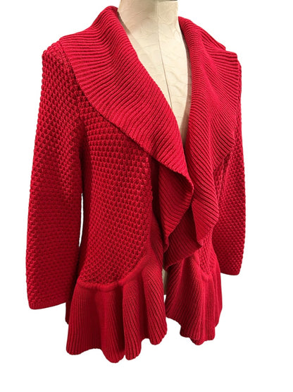 XL Ruby Rd. Womens Red Open Front Cardigan Soft Sweater