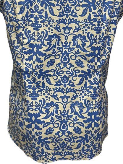 Size 16 Talbots Button Up Wrinkle Resistant Sleeveless Floral Shirt Blue