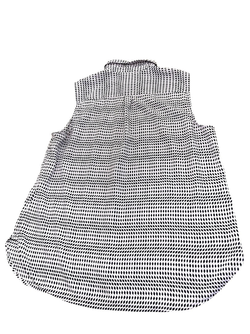 XLP Talbots Petite Button Up Collared Sleeveless Shirt Purple Navy
