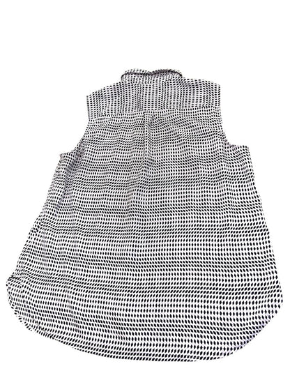 XLP Talbots Petite Button Up Collared Sleeveless Shirt Purple Navy