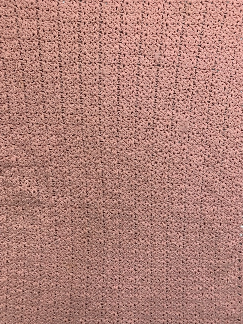 Vintage Pink Sparkle Crochet Baby Blanket 35" x 27" Scalloped Edge