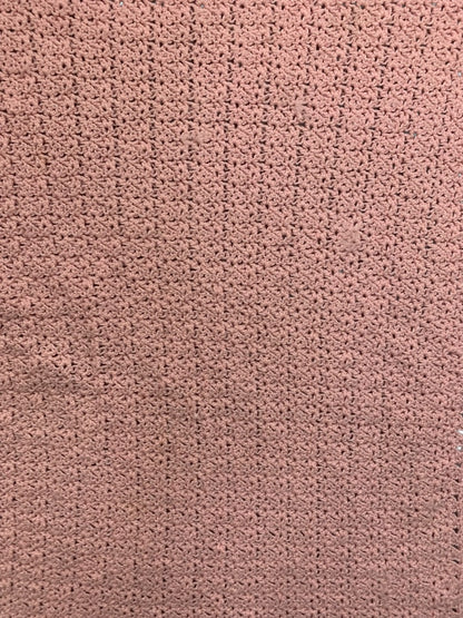 Vintage Pink Sparkle Crochet Baby Blanket 35" x 27" Scalloped Edge