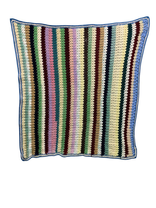 Vintage Crochet Striped Afghan Throw Blanket 48" x 42"