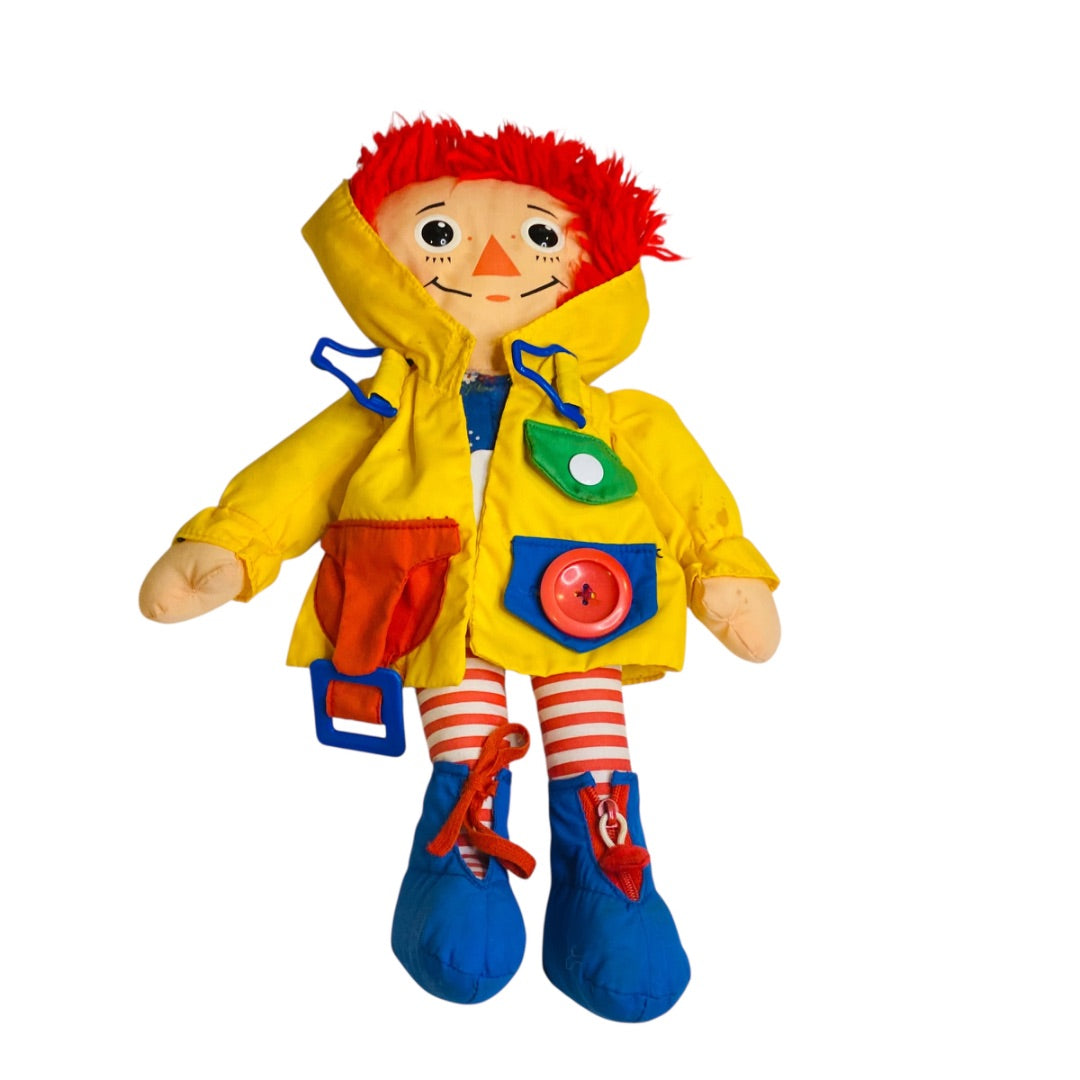 1991 Playskool Dress Me Raggedy Ann Rag Doll Raincoat Shoes 15 Inch