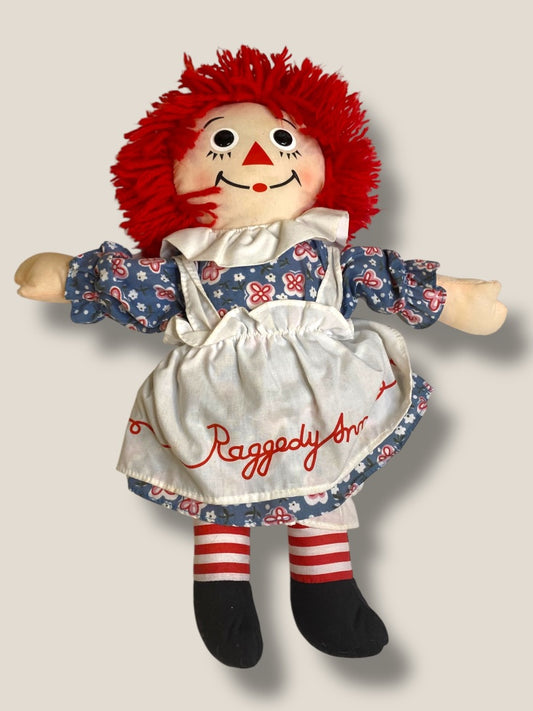 2002 Applause Classic Raggedy Ann Rag Doll 15" Blue Dress Pinafore