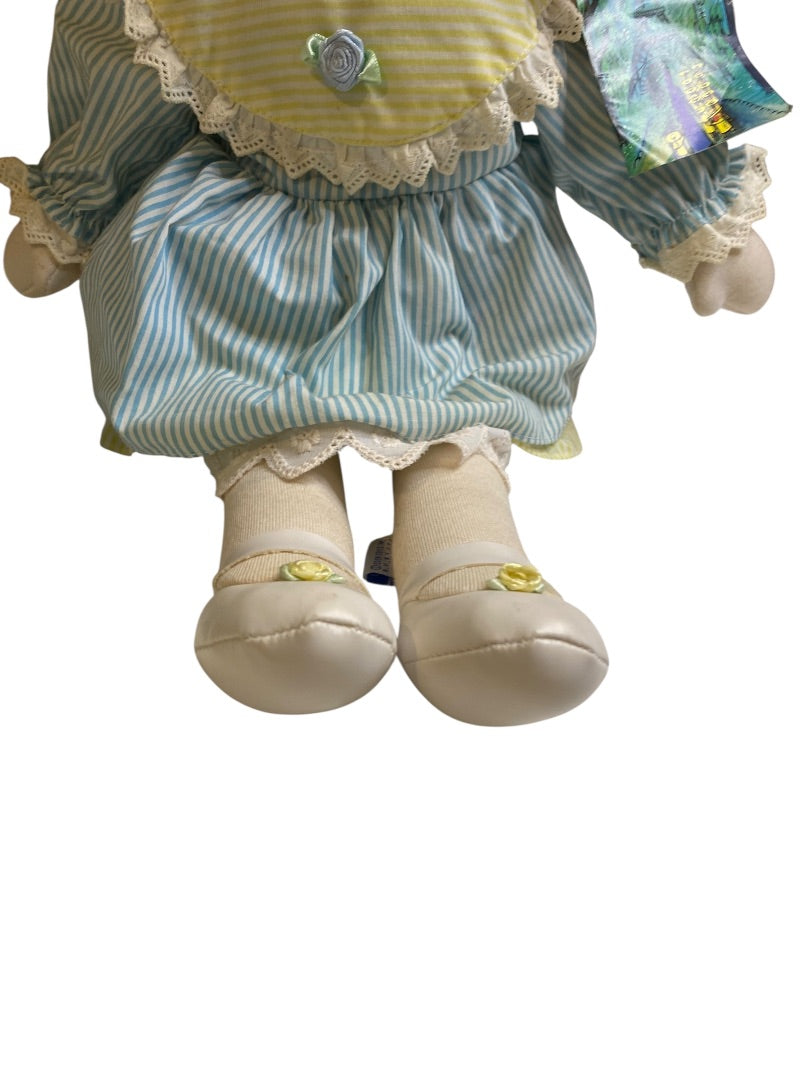 1990 Madeline by Eden 18" Rag Cloth Doll with Tags Blue Yellow Dress