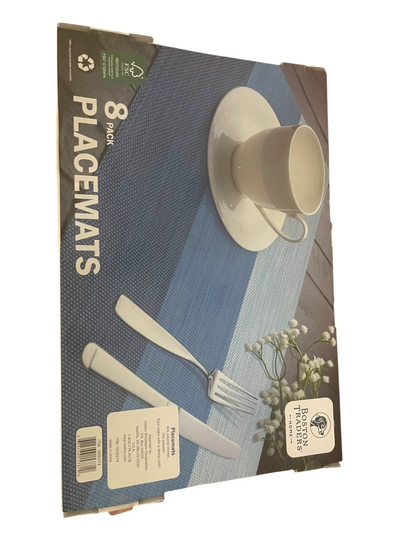 Boston Traders Home 8 Pack Placemats 12" x 18" Blue NIB