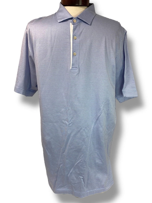 XL Peter Millar Mens Golf Polo Shirt Light Purple Microprint Cotton