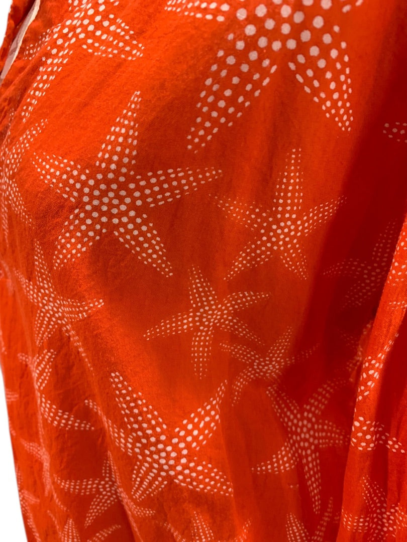 Large/XL Paths of the Spirit Womens Bathing Coverup Orange Starfish Sheer