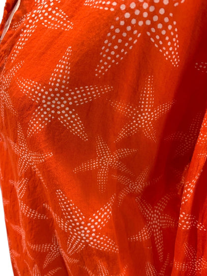 Large/XL Paths of the Spirit Womens Bathing Coverup Orange Starfish Sheer