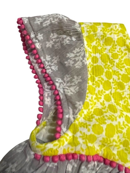7-8 Years Mini Boden Capsleeve Girls Lined Floral Cotton Dress Gray