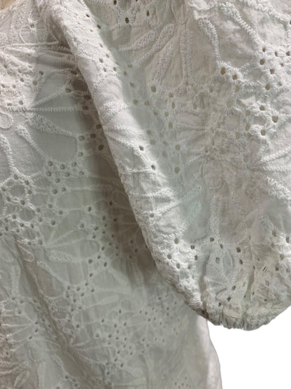 XXSP Loft Petites Womens White Eyelet Lined Pullover Blouse Square Neck