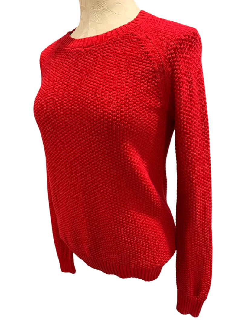 XS Loft Womens Red Sweater Pullover Textured Crew Neck
