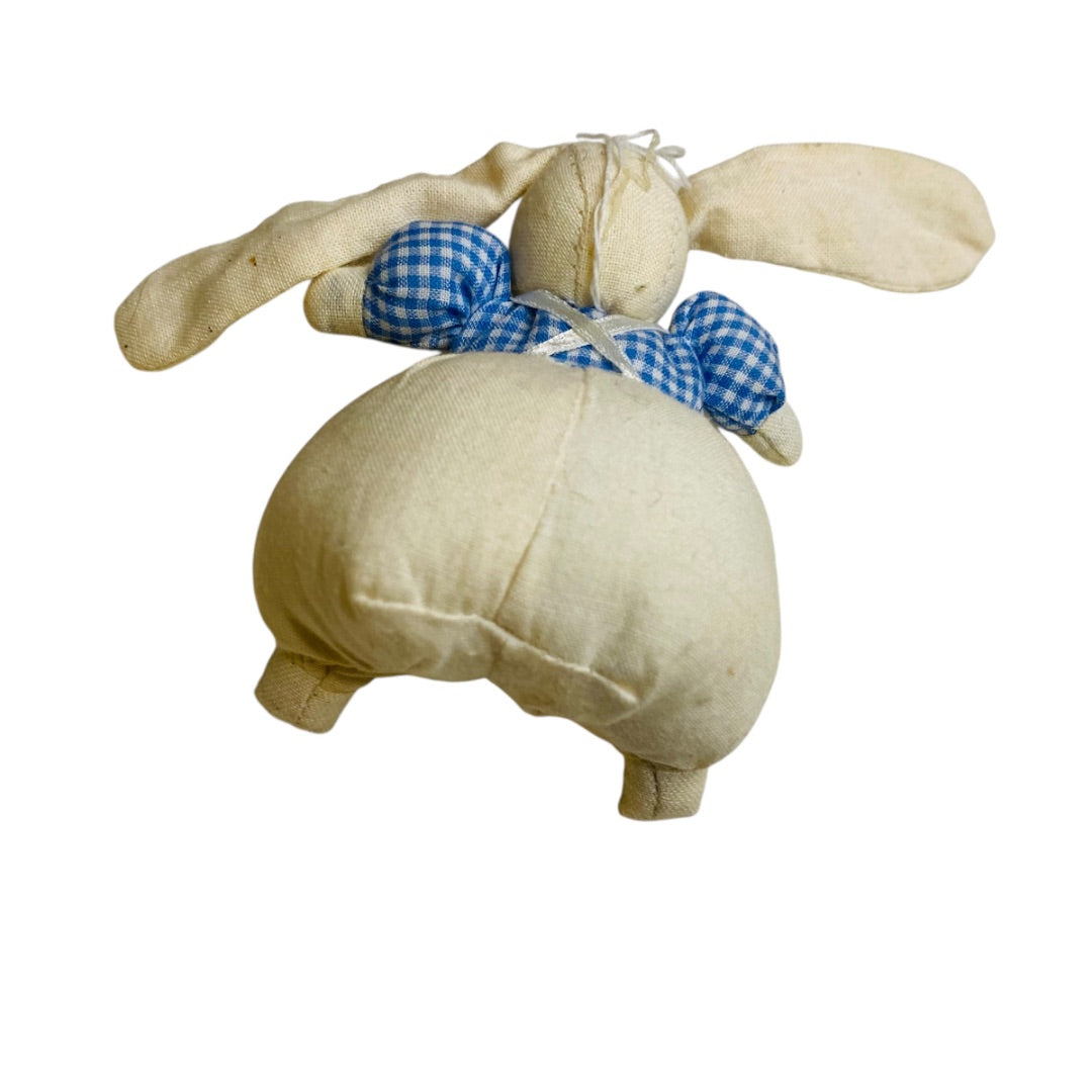 Bunny Rabbit Ornament Fabric Gingham Shirt 3" Rustic