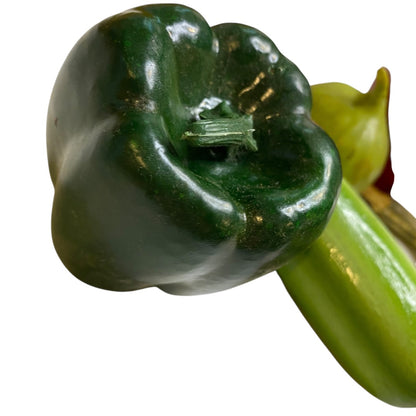 Assorted Lot of 5 Faux Vegetables Plastic Wooden Cucumber Squash Pepper