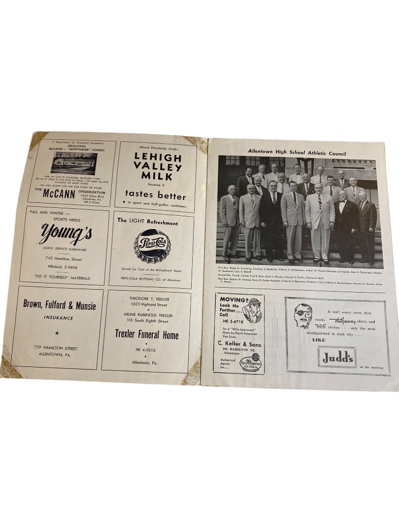 1957 Allentown High School Football Program vs Memorial October 12 PA
