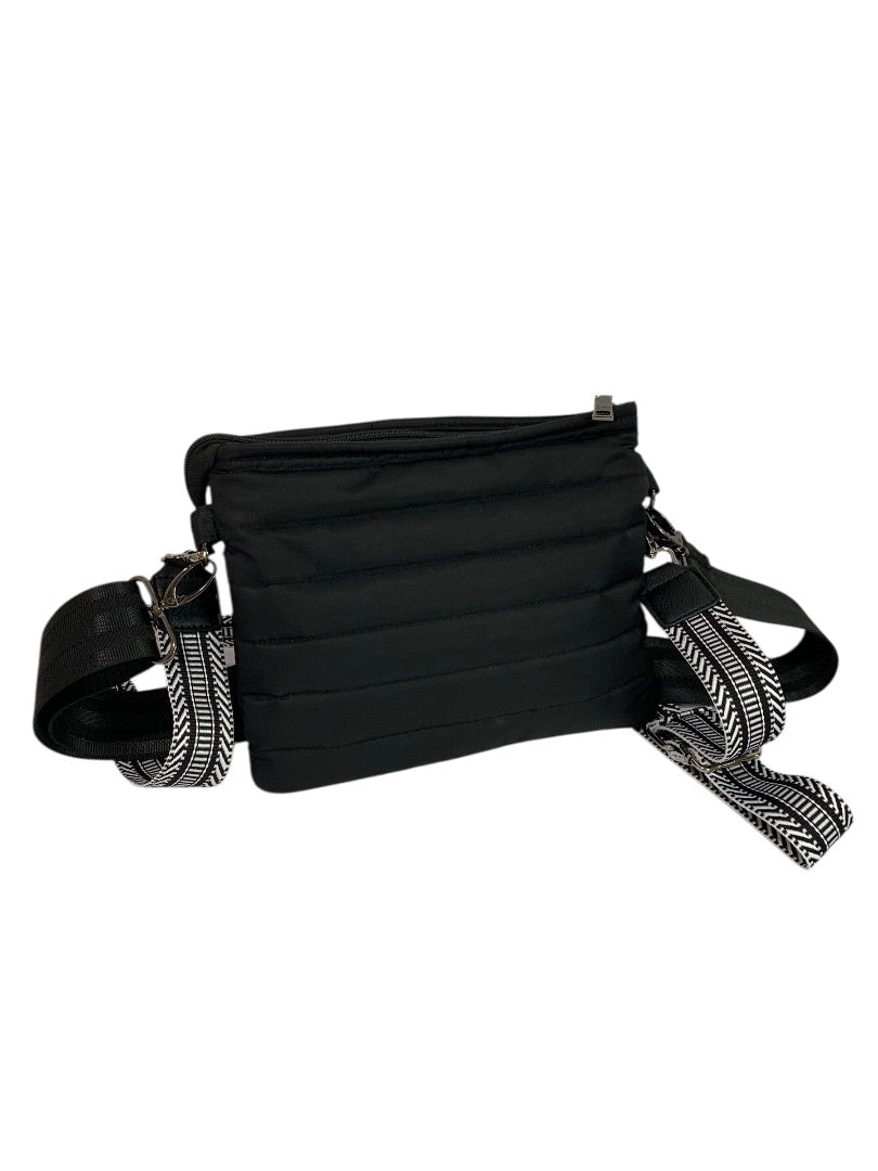 Think Rolyn Black Puffer Bag Crossbody Interchangeable Straps