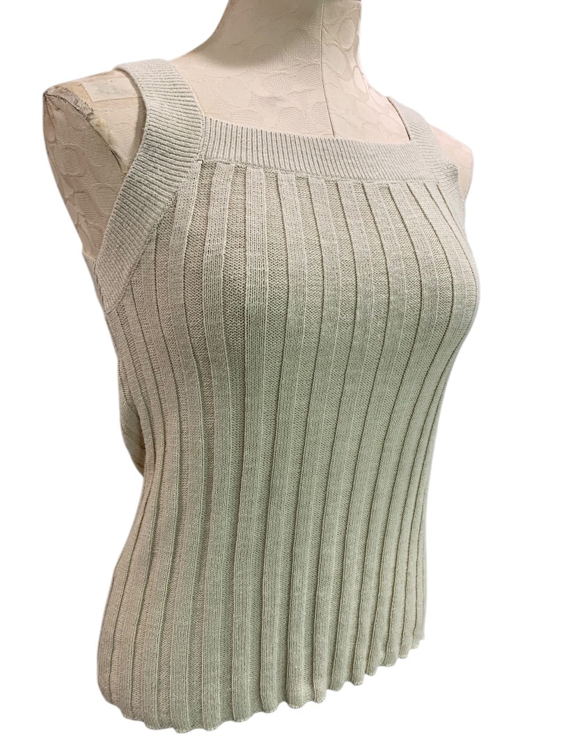 XS Loft Womens Tan Sweater Ribbed Sleeveless