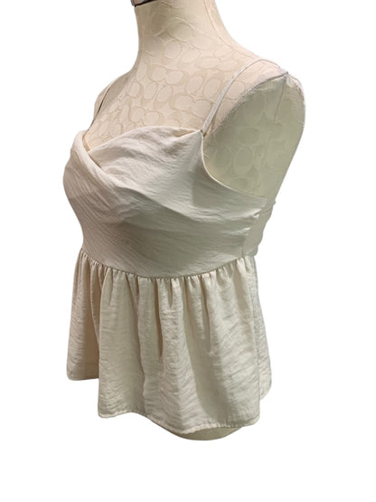 Small American Eagle Tan Shirt Spaghetti Strap Peplum Fitted Bodice