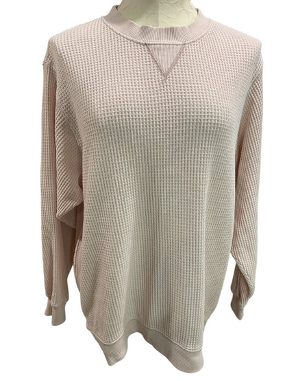 XS Aerie Womens Pink Oversize Thermal Sweatshirt Crewneck Pullover