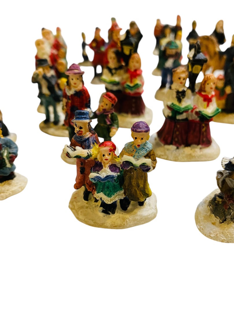 Lot of 31 Assorted Resin Christmas Village Figurines 1.25-1.75"
