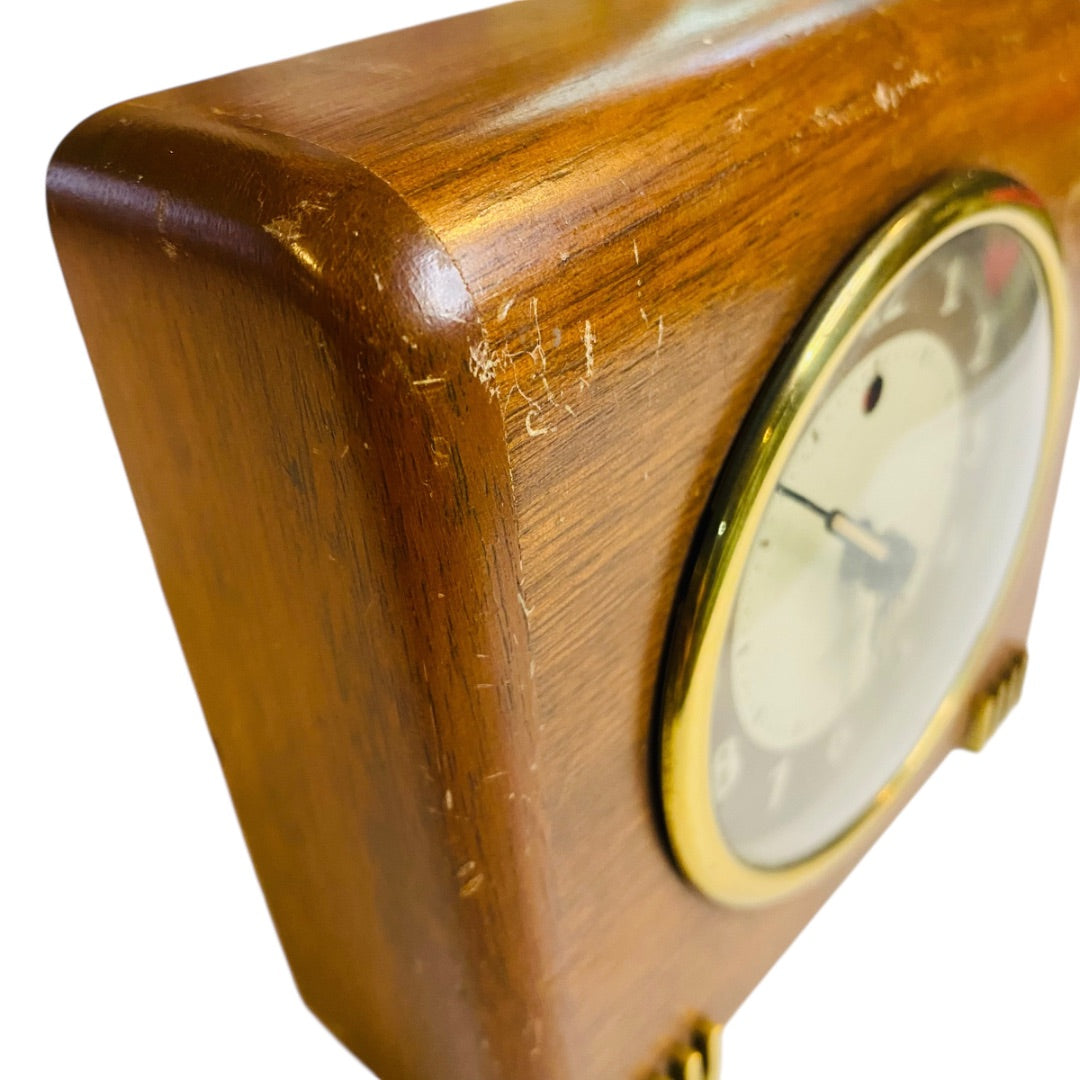Seth Thomas Midcentury Wood Desk Clock Model ECHO-3E Electric