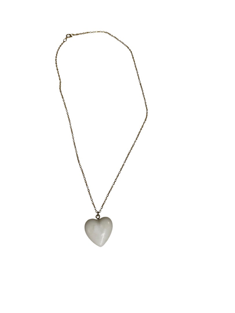 Vintage Acrylic Heart Necklace 18" Goldtone Chain 21mm Pendant Spring Clasp