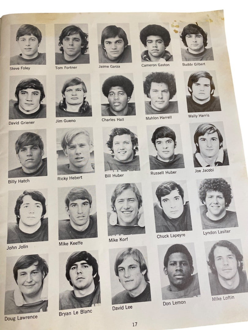 1973 LSU v Tulane Football Program Mike Miley Brad Davis Steve Foley Robiskie