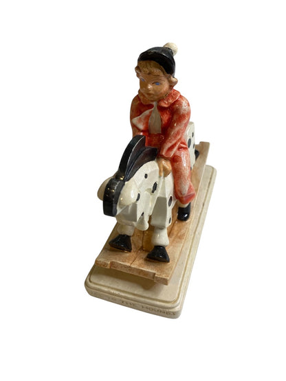 Sebastian Miniatures Figurine Ride to the Hounds Signed 4 Inch Boy Rocking Horse