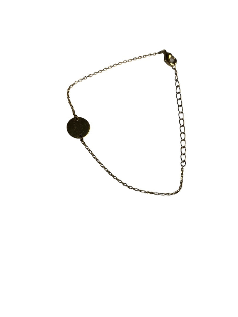 Delicate Goldtone Chain Bracelet "C" Charm Medal 5.5-7.5"