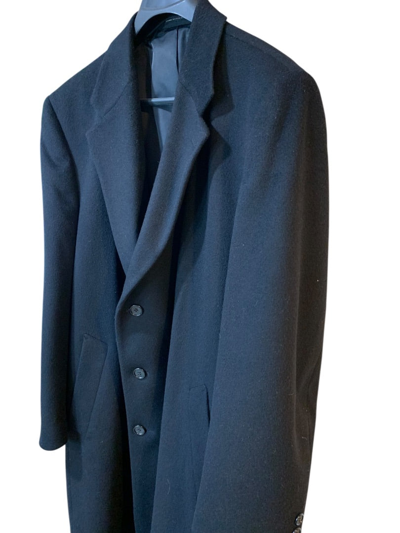 Size 50R Marlboro Ltd Mens Cashmere Wool Blend Black Overcoat