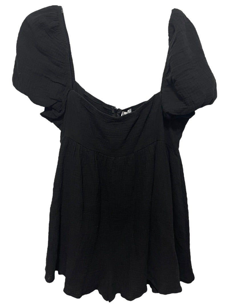 Size 12 Princess Polly 100% Cotton Lorna Romper Black New Off Shoulder