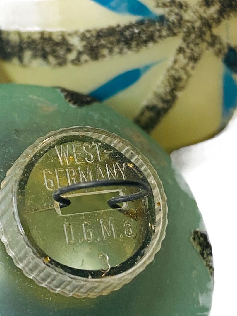 Vintage West Germany Glass Christmas Ornaments 2" Blue Green