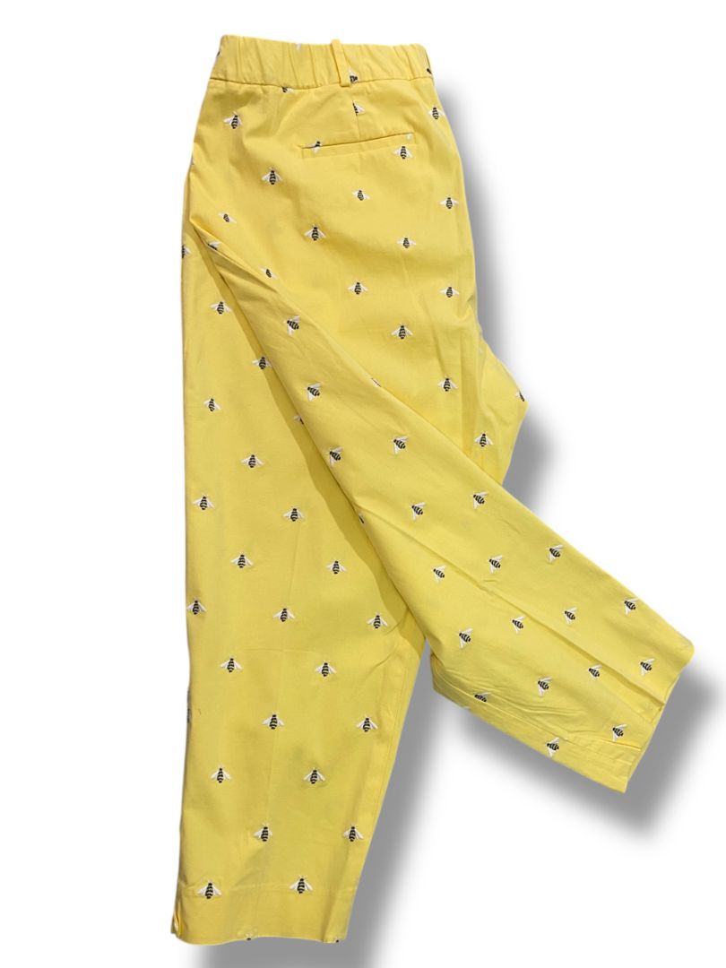 Size 18W Talbots Woman Curvy Yellow Embroidered Bumblebee Chino Pants