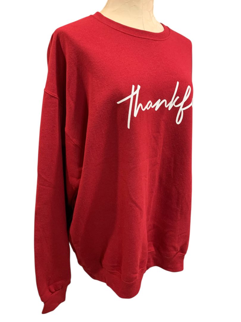Size XL Dark Red "Thankful" Sweatshirt Crewneck Womens