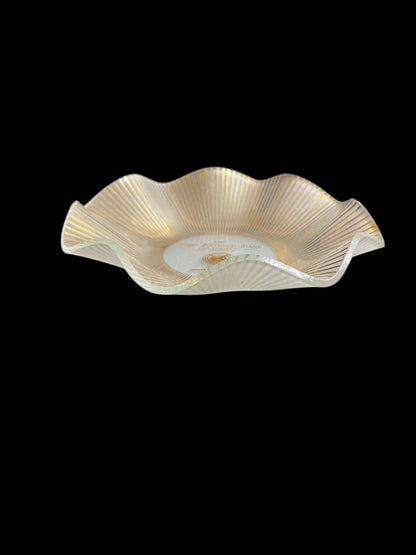 Vintage Glass Ruffle Bowl First National Bank of Jermyn 6.5"