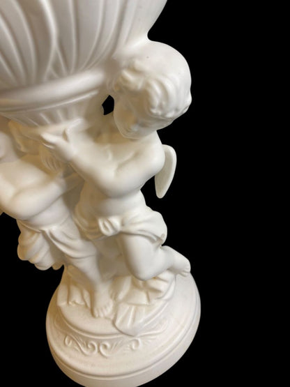 1960s Rubens Centerpiece Planter Cherubs 9" White Porcelain