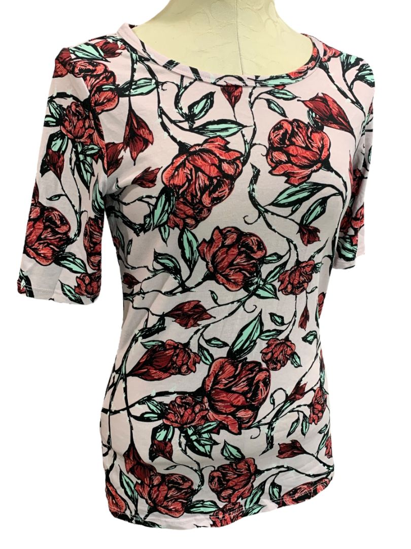 Size Small LulaRoe Womens Rose Print Tshirt Short Sleeve