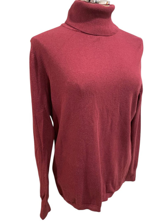 Large Talbots Womens Burgundy Turtleneck Sweater Cotton Blend