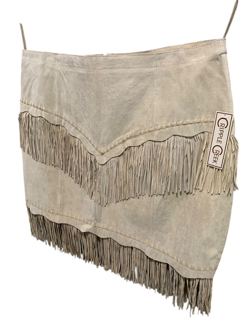 Size 3XL Cripple Creek Fringed Suede Miniskirt Tan New Western