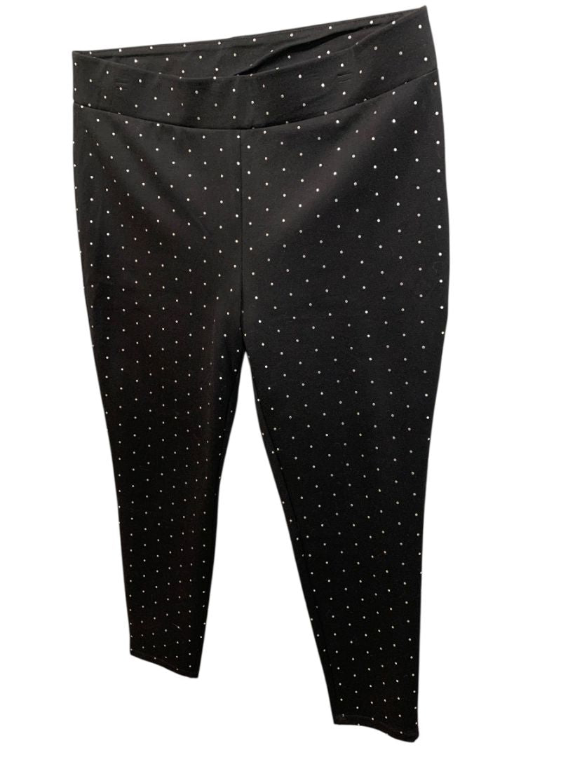 Size 2X Philosophy Womens New Ponte Knit Leggings Black Silver Dots