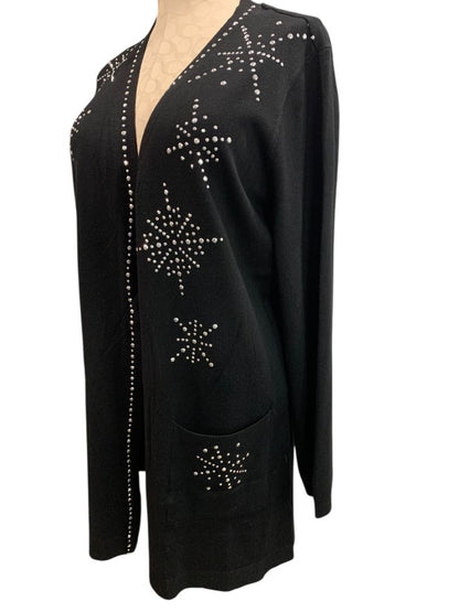 Size XL Seven Manor Womens New Black Embellished Cardigan Sweater Holiday
