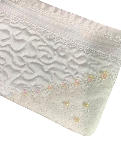 White Satin Bridal Wristlet Wallet Purse 7" x 4.75" New