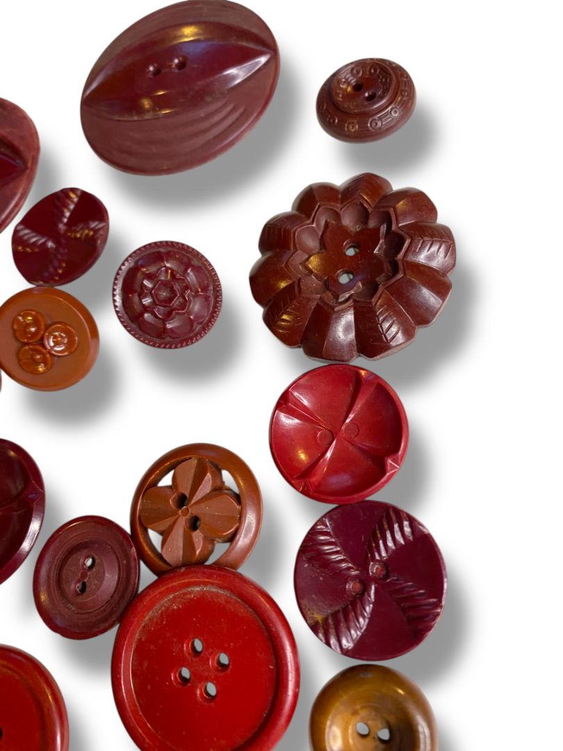 Lot of 36 Midcentury Buttons Assorted Burgundy Brown Styles Craft Sew