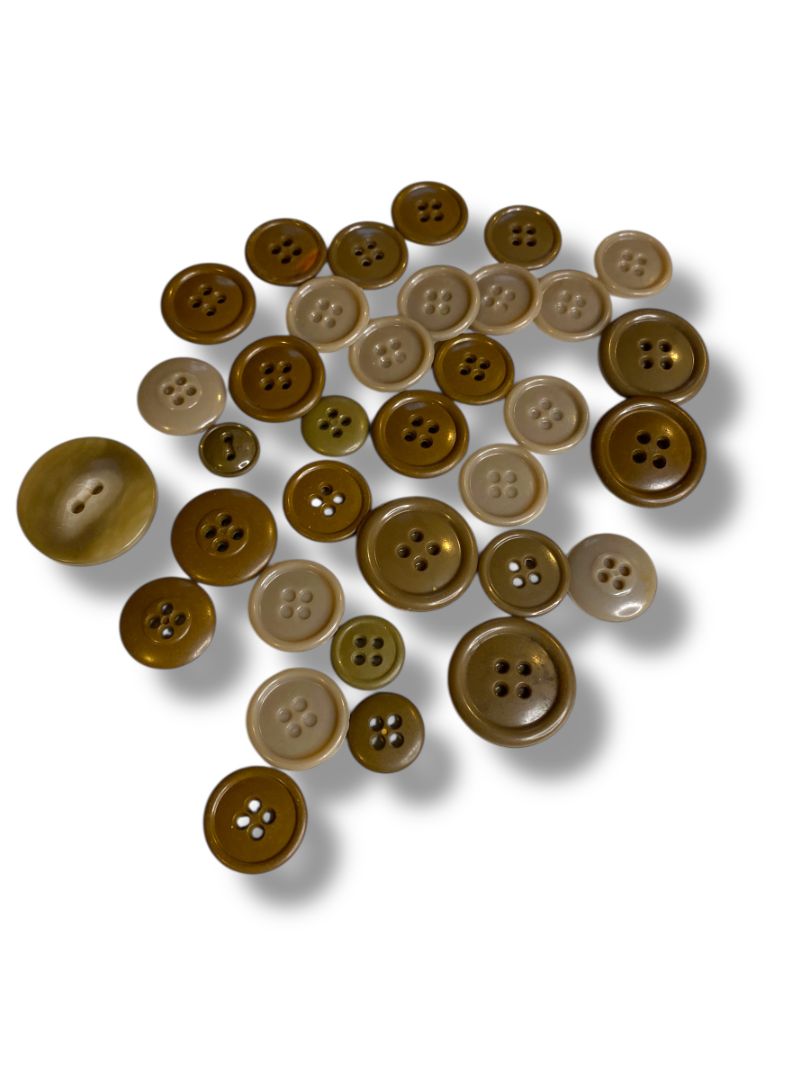 Lot of 34 Midcentury Plastic Buttons Assorted Brown Taupe Craft Sew