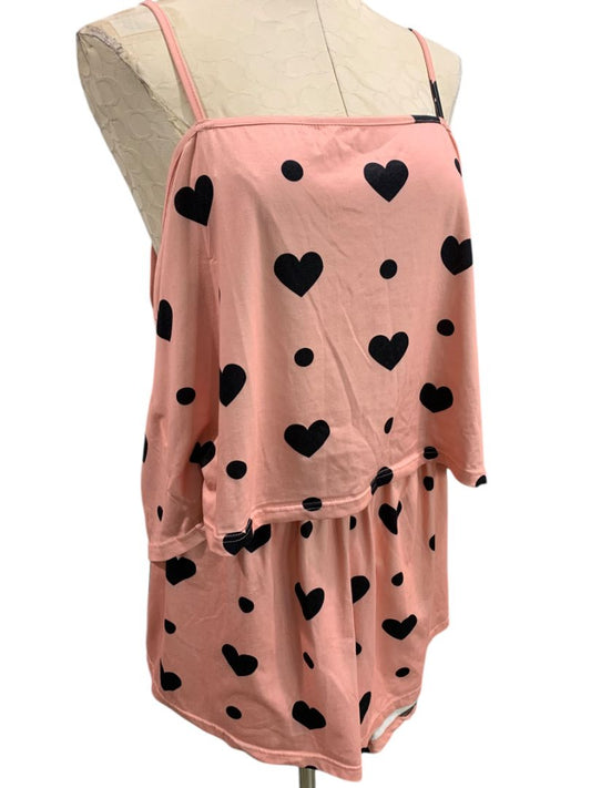 Size 4X Womens Soft Pajama Set Shorts Tank Pink Hearts