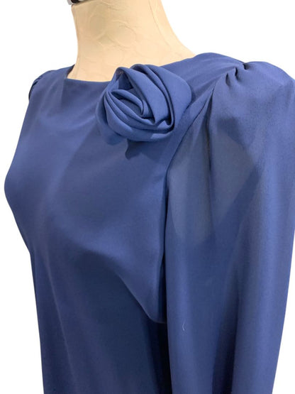 Medium After Dark Vintage Navy Blue Dress Shoulder Pads Rosette